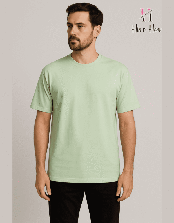 Mens Round Neck Cotton T-shirt (Sage Green)