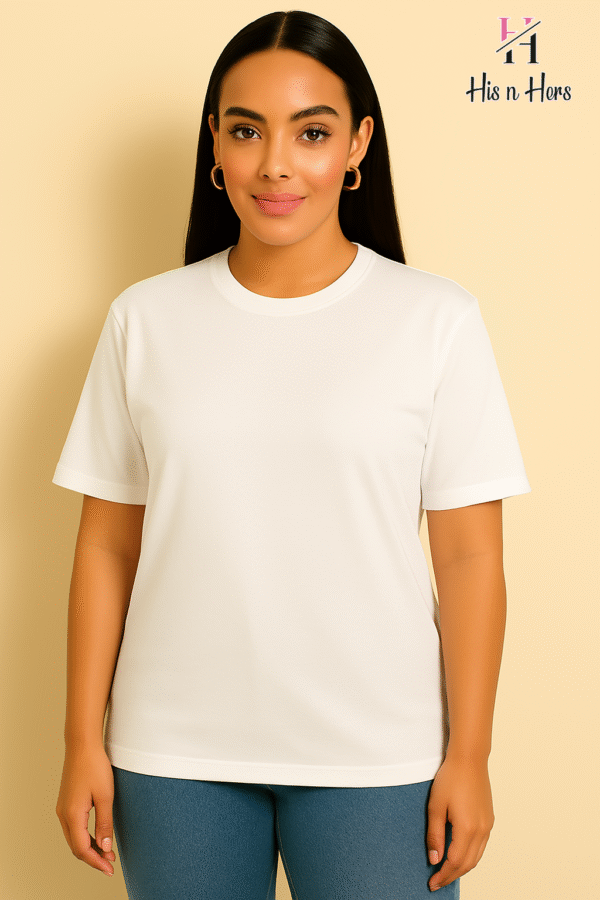 Women's Round Neck Cotton T-shirt (White)