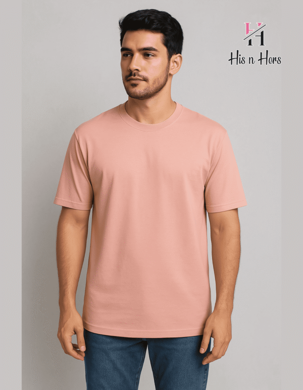 Mens Round Neck Cotton T-shirt (Biscuit)