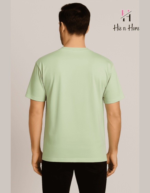 Mens Round Neck Cotton T-shirt (Sage Green) - Image 2