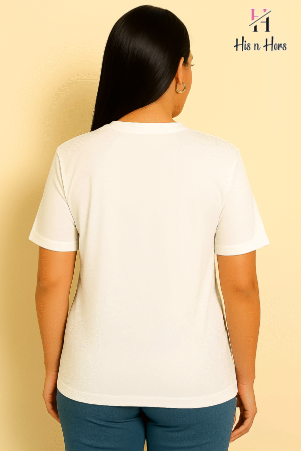 Women's Round Neck Cotton T-shirt (White) - Image 2
