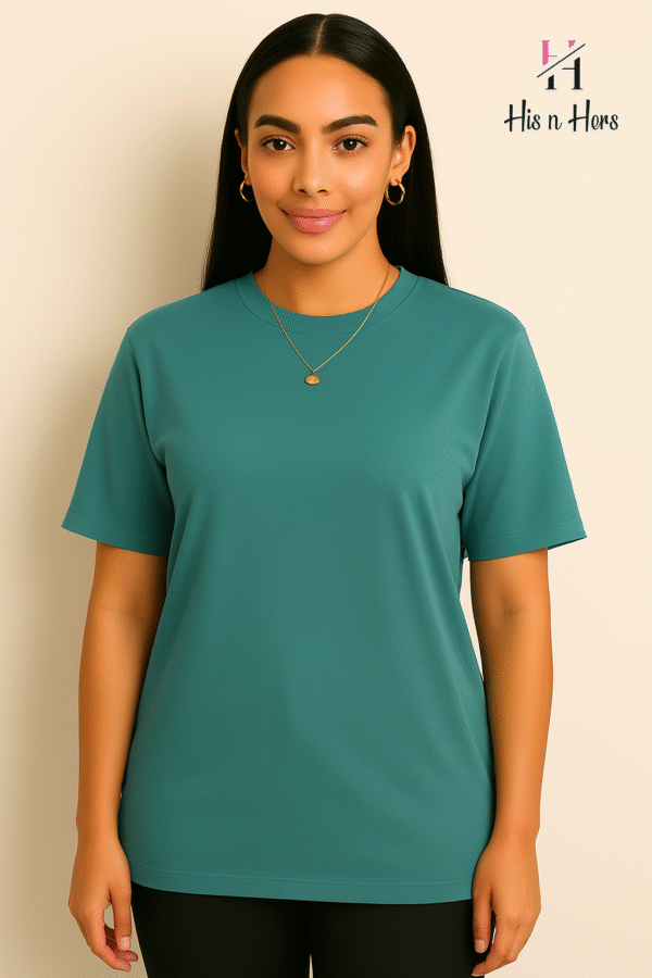 Women's Round Neck Cotton T-shirt (Sapphire Blue)